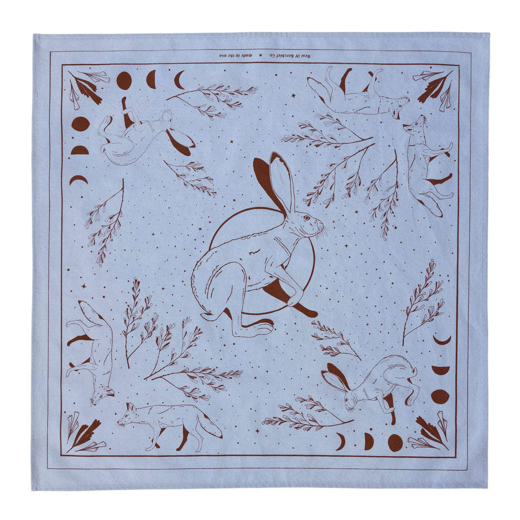 The Hare and The Coyote Bandana in Sky Blue